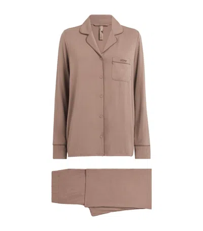 Skims Soft Lounge Long Pyjamas In Neutral