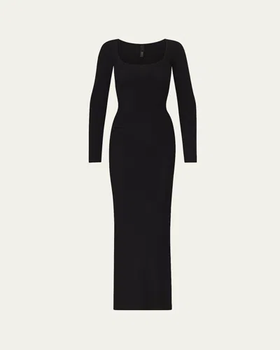 Skims Womens Graphite Soft Lounge Scoop-neck Stretch-jersey Maxi Dress
