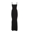 Skims Soft Lounge Ribbed Stretch-modal Maxi Slip Dress In Black