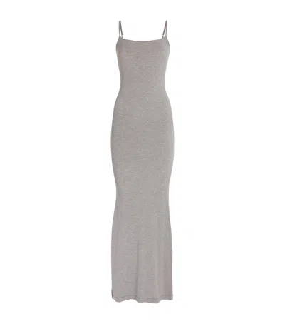 Skims Soft Lounge Long Slip Dress In Grey