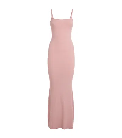 Skims Soft Lounge Long Slip Dress In Pink