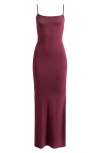 Skims Soft Lounge Ribbed Stretch-modal Maxi Slip Dress In Bordeaux