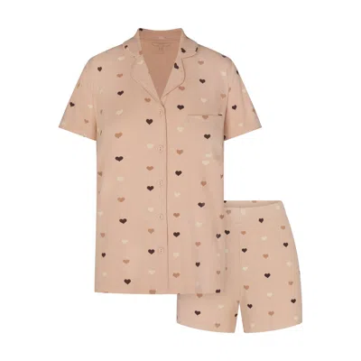 Skims Soft Lounge In Mica Mini Heart Halfdrop