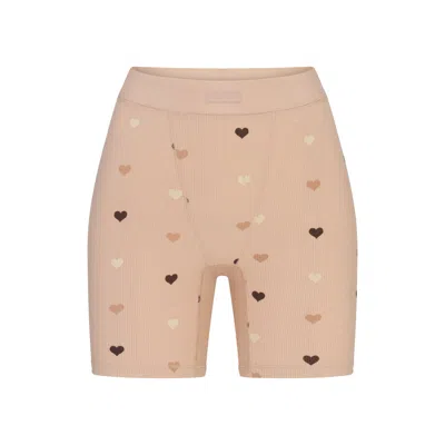 Skims Soft Lounge In Mica Mini Heart Halfdrop