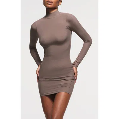 Skims Soft Lounge Mock Neck Long Sleeve Minidress In Amethyst