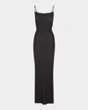 Skims Ribbed Stretch-modal Maxi Dress In Onyx