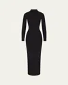 Skims Soft Lounge Ribbed Mock-neck Maxi Dress In Deep Sea