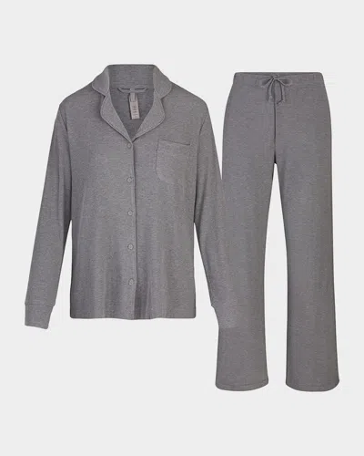 Skims Soft Lounge Ribbed Sleep Set In Gray