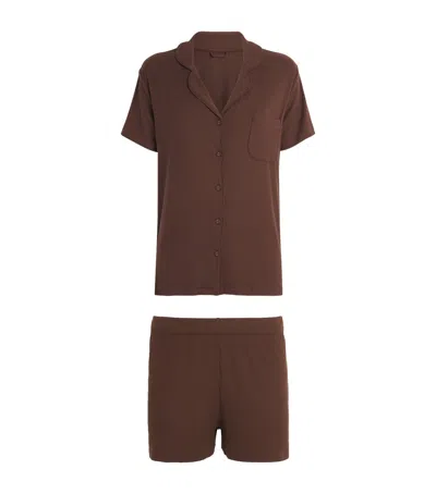 Skims Soft Lounge Short Pyjamas In Brown