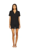 Skims Womens Soft Lounge Stretch-woven Short Pyjamas Onyx In Black