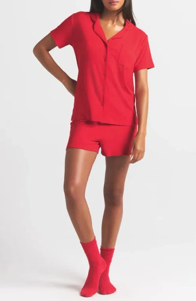 Skims Soft Lounge Short Sleep Set In Red