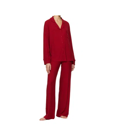 Skims Burgundy Soft Lounge Sleep Pyjama Set In Brick