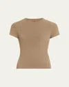 Skims Soft Smoothing Seamless Short-sleeve T-shirt In Truffle