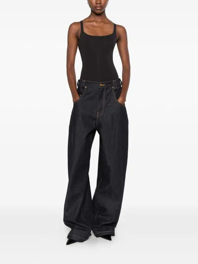 Skims Square Neck Bodysuit In Black