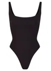 Skims Square-neck Stretch-jersey Bodysuit In Black