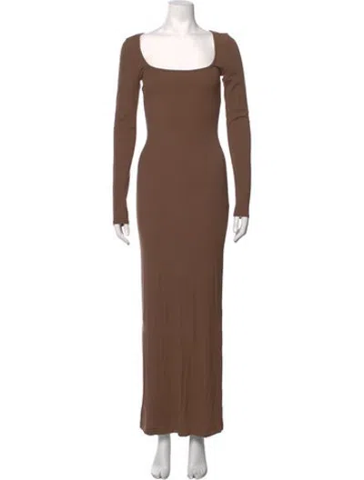 Pre-owned Skims Square Neckline Long Dress In Brown