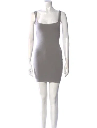 Pre-owned Skims Square Neckline Mini Dress In Gray