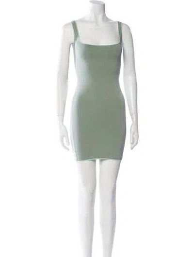 Pre-owned Skims Square Neckline Mini Dress In Green