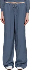 Skims Blue Cotton Poplin Straight Leg Pyjama Pants In Harbor