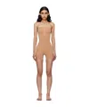 Skims Tan Seamless Sculpt Strapless Shortie Bodysuit In Nude