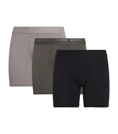 Skims Stretch Boxer Briefs (pack Of 3) In Grey