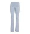 Skims Stretch-cotton Fold-over Leggings In Blue
