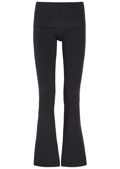 Skims Stretch-cotton Foldover Pants In Black