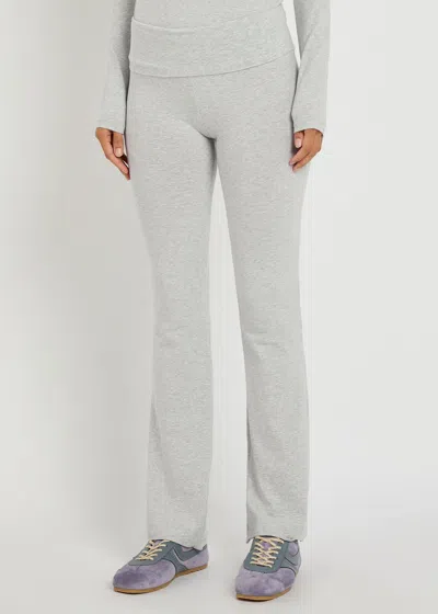 Skims Stretch-cotton Foldover Pants In Gray