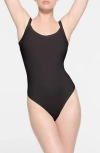Skims Womens Onyx Scoop-neck Low-back Recycled Stretch-nylon Swimsuit In Soot