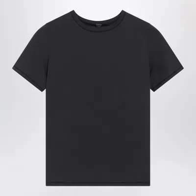 Skims Stretch Cotton Jersey Crew-neck T-shirt With Decorative Stitching In Black