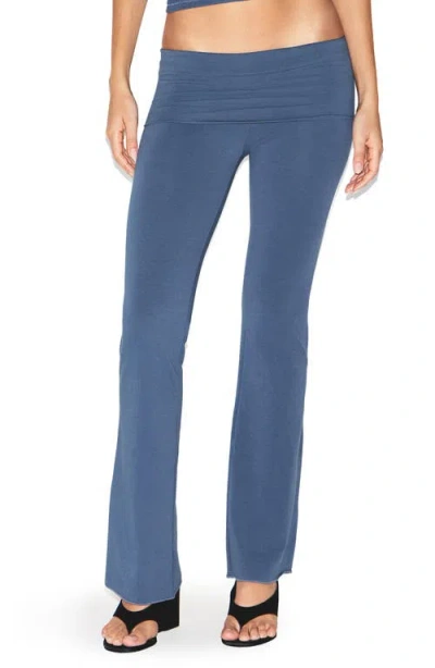 Skims Stretch Cotton Jersey Foldover Pants In Blue