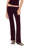 Skims Stretch Cotton Jersey Foldover Pants In Burgundy
