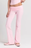 Skims Stretch Cotton Jersey Foldover Pants In Pink