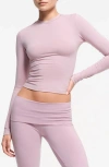 Skims Stretch Cotton Jersey Long Sleeve T-shirt In Dusk