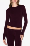 Skims Stretch Cotton Jersey Long Sleeve T-shirt In Purple