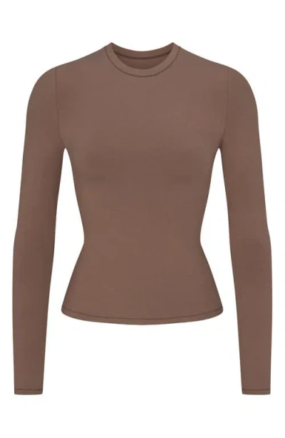 Skims Brown Fits Everybody Long Sleeve T-shirt In Cocoa