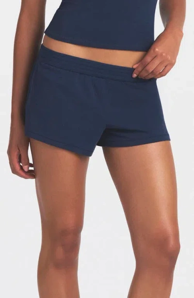Skims Stretch Cotton Jersey Shorts In Blue