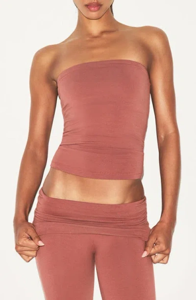 Skims Stretch Cotton Jersey Tube Top In Brown