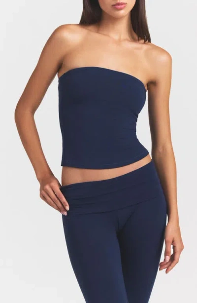 Skims Stretch Cotton Jersey Tube Top In Blue