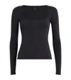 Skims Smooth Layers Square Neck Long Sleeve Top In Black