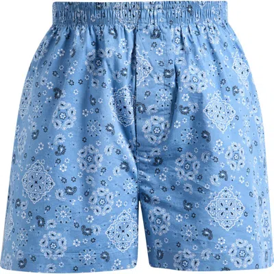 Skims Stretch Cotton Pajama Boxers In Blue