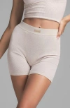 Skims Stretch Cotton Rib Boxers In Oatmeal Heather
