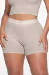 Skims Womens Bone High-rise Ribbed Stretch-cotton Boxers