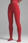 Skims Stretch Cotton Rib Leggings In Cranberry