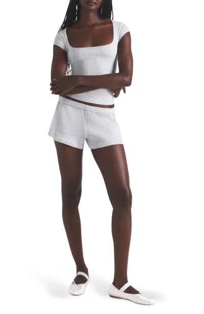 Skims Stretch Cotton Rib Loose Shorts In White