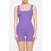 Skims Stretch Cotton Rib Romper In Ultra Violet