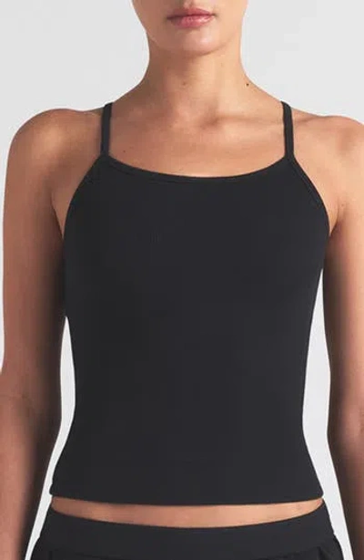 Skims Stretch Cotton Rib Scoop Tank In Black