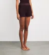 Skims Stretch-cotton Ribbed Boxer Shorts In Burgundy