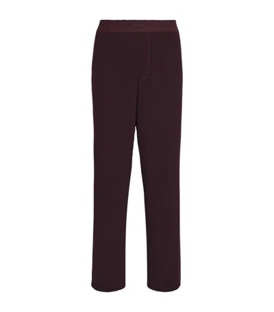 Skims Stretch-cotton Ribbed Trousers In Burgundy