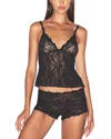 Skims Stretch Floral Lace Camisole Set In Black
